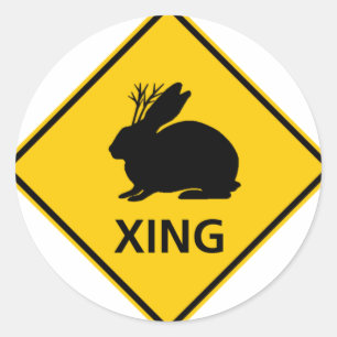 Jackalope kruising Highway Sign Ronde Sticker