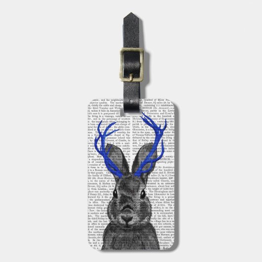 Jackalope met Blue Antlers Bagagelabel (Voorkant verticaal)