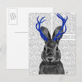 Jackalope met Blue Antlers Briefkaart (Voorkant / Achterkant)