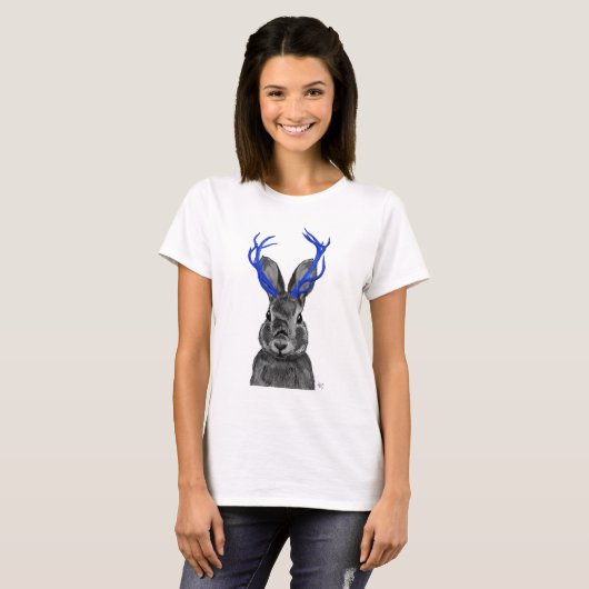 Jackalope met Blue Antlers T-shirt (Voorkant volledig)