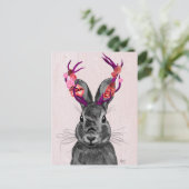 Jackalope met roze Antlers 2 Briefkaart (Staand voorkant)
