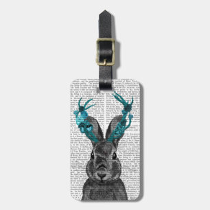 Jackalope met Turquoise Antlers Bagagelabel