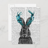 Jackalope met Turquoise Antlers Briefkaart (Voorkant / Achterkant)