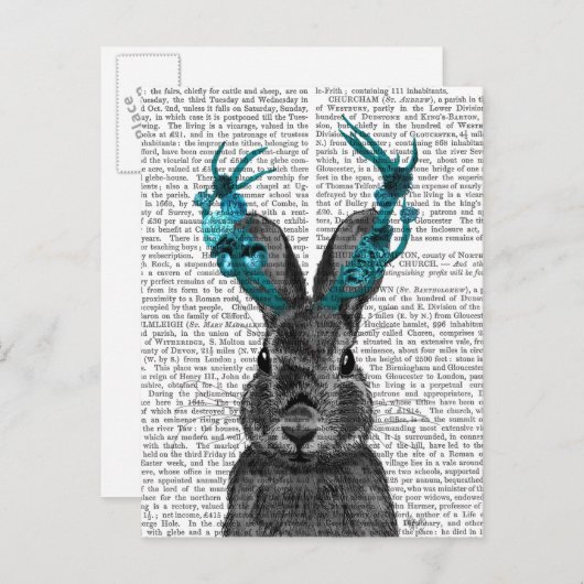 Jackalope met Turquoise Antlers Briefkaart (Voorkant / Achterkant)