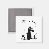 Jackalope Night - B&W Magneet (Voorkant / Achterkant)