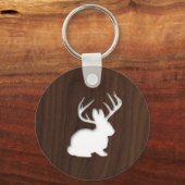 Jackalope over donker bruin hout sleutelhanger (Voorkant)