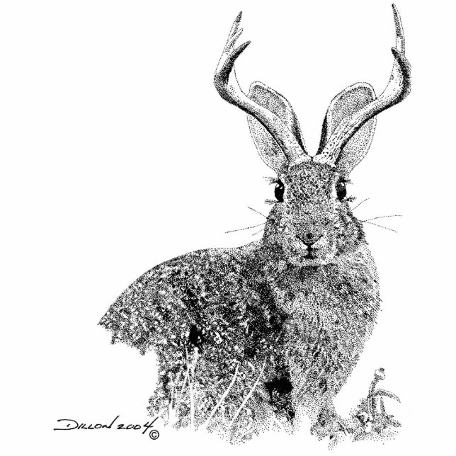 Jackalope Staand Fotobeeldje (Voorkant)