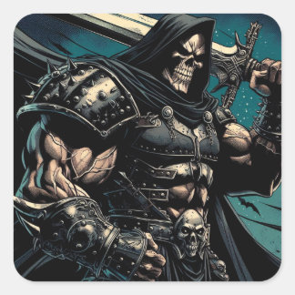 Jacked Necromancer Warrior Vierkante Sticker