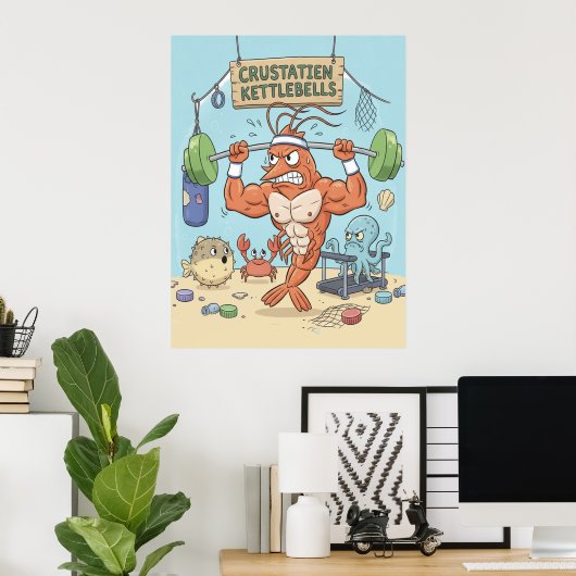 Jacked Shrimp Poster - Funny Gym Wall Art Buff (Bureau à domicile)