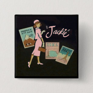 Jackie Kennedy Vierkante Button 5,1 Cm