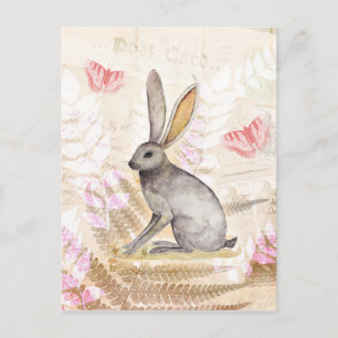 Jackrabbit watercolor vintage collage background briefkaart