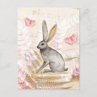 Jackrabbit watercolor vintage collage background briefkaart