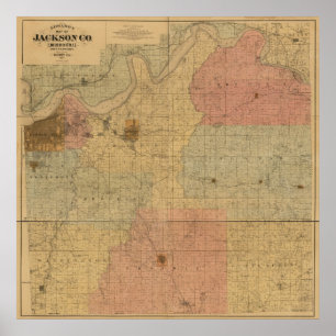 Jackson County, Missouri Antiek Map Poster