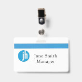 Jackson Hewitt Blauwe Monogram Badge (Voorzijde met clip)