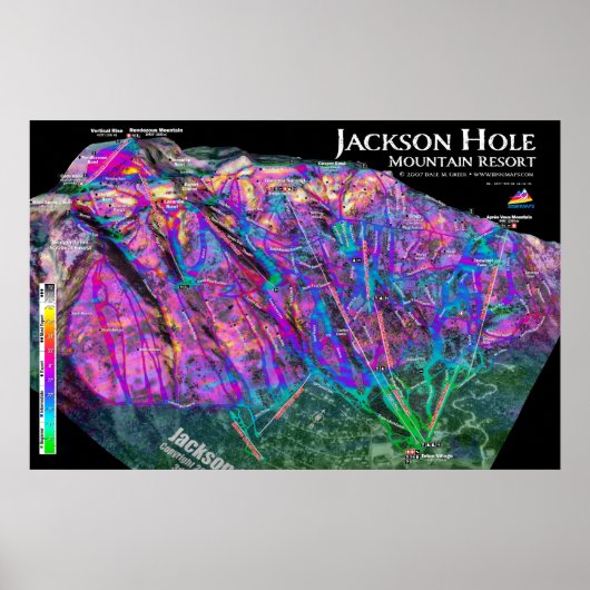 Jackson Hole 3dSkiMaps-Poster Poster (Voorkant)