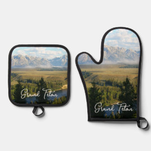 Jackson Hole-bergen en rivier Ovenwant & Pannenlap Set