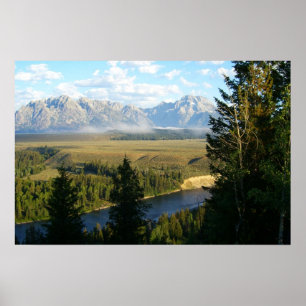 Jackson Hole-bergen en rivier Poster