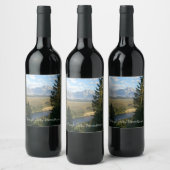 Jackson Hole-bergen en rivier Wijn Etiket (Flessen)