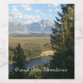 Jackson Hole-bergen en rivier Wijn Etiket (Enkel label)