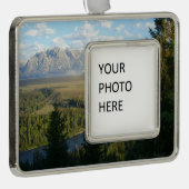 Jackson Hole Mountains en River Verzilverd Kader Ornament (Rechts)