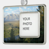 Jackson Hole Mountains en River Verzilverd Kader Ornament (Links)