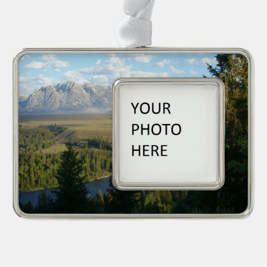 Jackson Hole Mountains en River Verzilverd Kader Ornament (Voorkant)