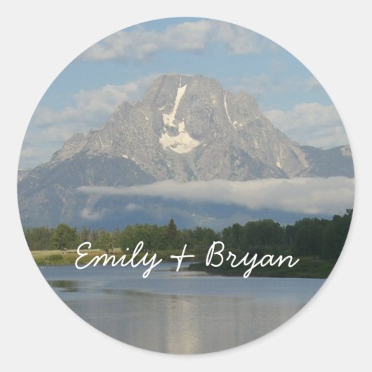 Jackson Hole, rivier in Grand Teton National Park Ronde Sticker (Voorkant)