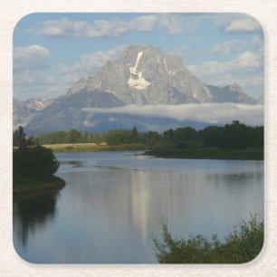 Jackson Hole, rivier in Grand Teton National Park Vierkante Kartonnen Onderzetter