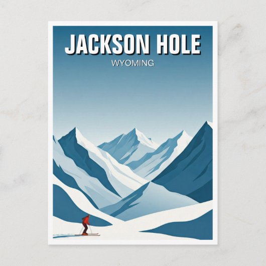 Jackson Hole Skiën Skier Reizen Briefkaart (Voorkant)