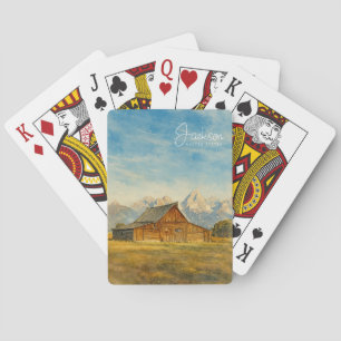 Jackson Hole Watercolor Grand Teton Reis Kunst Pokerkaarten