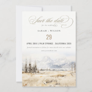 Jackson Hole Wyoming Aquarel Landschap Bruiloft Save The Date
