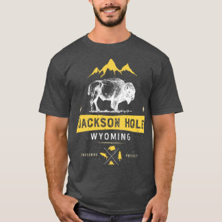 Jackson Hole Wyoming Bison Buffalo Mannen Wom T-shirt