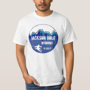 Jackson Hole Wyoming blue ski art value t-shirt