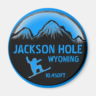 Jackson Hole Wyoming Blue snewboard art magnet Magneet