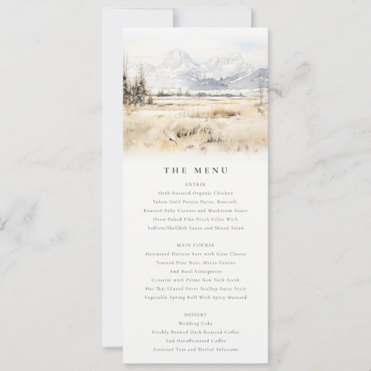 Jackson Hole Wyoming Landschap Trouw Menu Kaart (Voorkant)