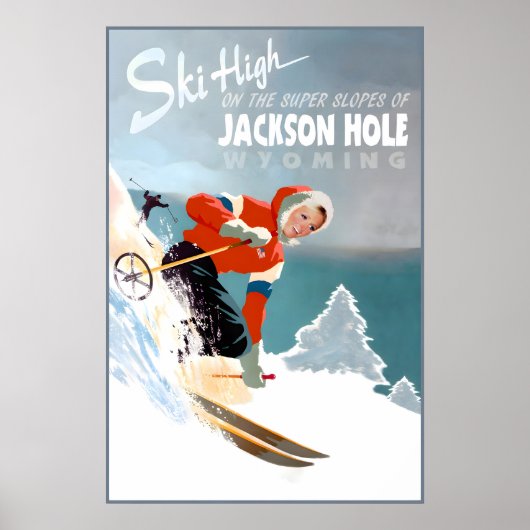 Jackson Hole Wyoming Reisposter Tetons Sneeuw Skië Poster (Voorkant)