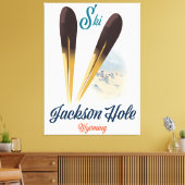 Jackson Hole Wyoming Ski poster Canvas Afdruk (Insitu (Woonkamer))