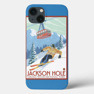 Jackson Hole, Wyoming Skier en Tram iPhone 13 Hoesje