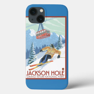 Jackson Hole, Wyoming Skier en Tram iPhone 13 Hoesje