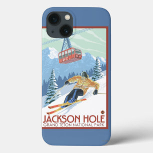 Jackson Hole, Wyoming Skier en Tram iPhone 13 Hoesje