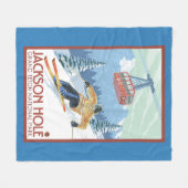 Jackson Hole, Wyoming Skier en Tram Fleece Deken (Voorkant (Horizontaal))