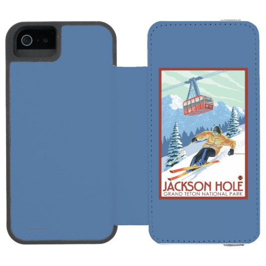 Jackson Hole, Wyoming Skier en Tram Incipio iPhone Portemonnee Hoesje (Agenda Open)