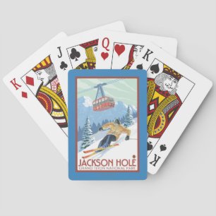 Jackson Hole, Wyoming Skier en Tram Speelkaarten