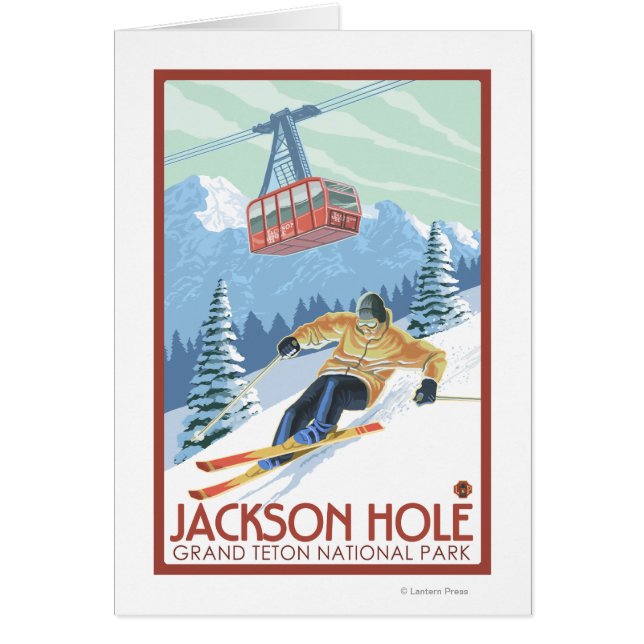 Jackson Hole, Wyoming Skier et Tramway (Devant)