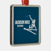 Jackson Hole Wyoming Skier Metalen Ornament (Rechts)