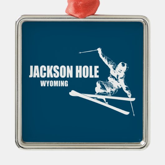 Jackson Hole Wyoming Skier Metalen Ornament (Voorkant)