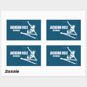 Jackson Hole Wyoming Skier Rechthoekige Sticker (Vel)