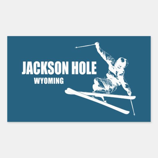 Jackson Hole Wyoming Skier Rechthoekige Sticker (Voorkant)
