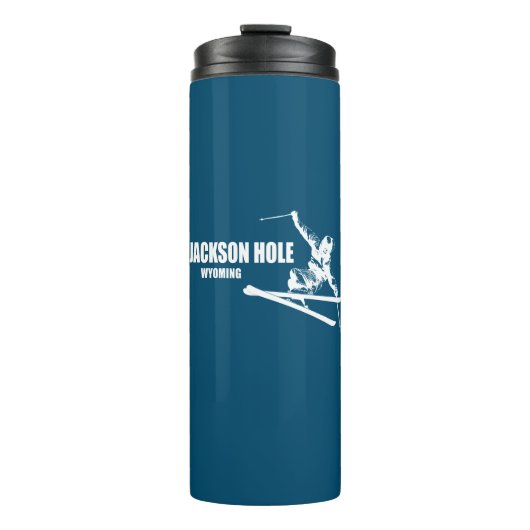 Jackson Hole Wyoming Skier Thermosbeker (Voorkant)