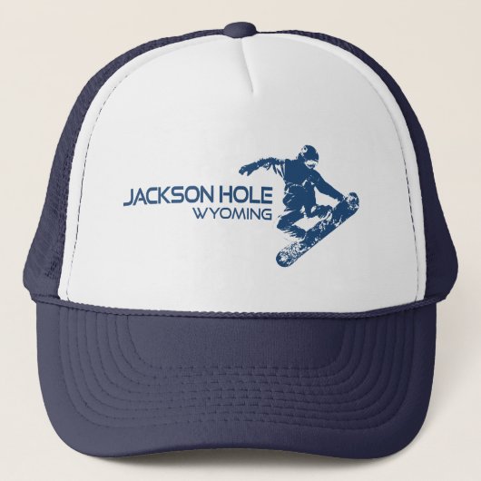 Jackson Hole Wyoming Snowboarder Trucker Pet (Voorkant)